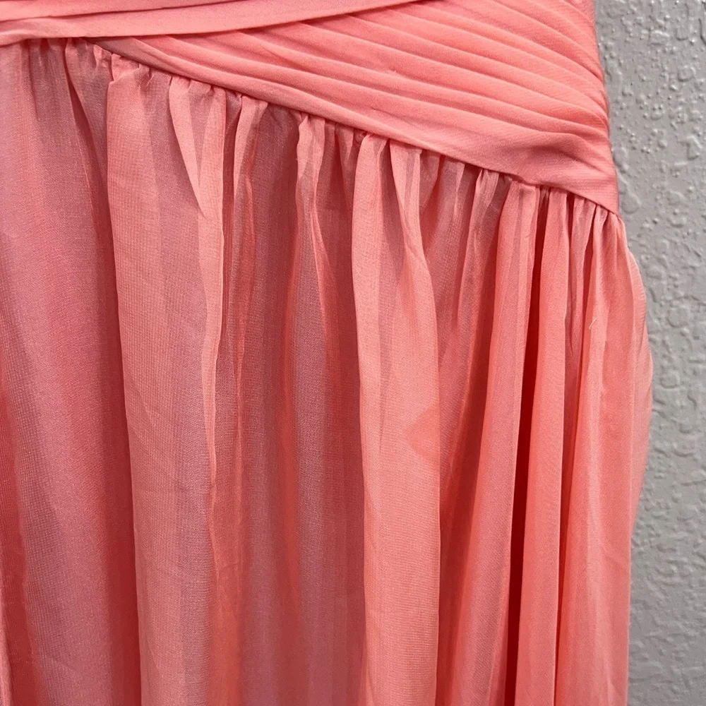 NEW $600 MAC DUGGAL RUFFLE TIERED CUT-OUT CHIFFON GOWN CORAL SIZE 12 - Picture 17 of 17